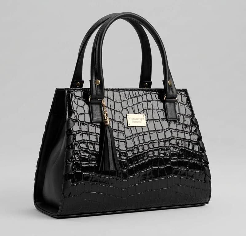Nero Gloss Croc Satchel