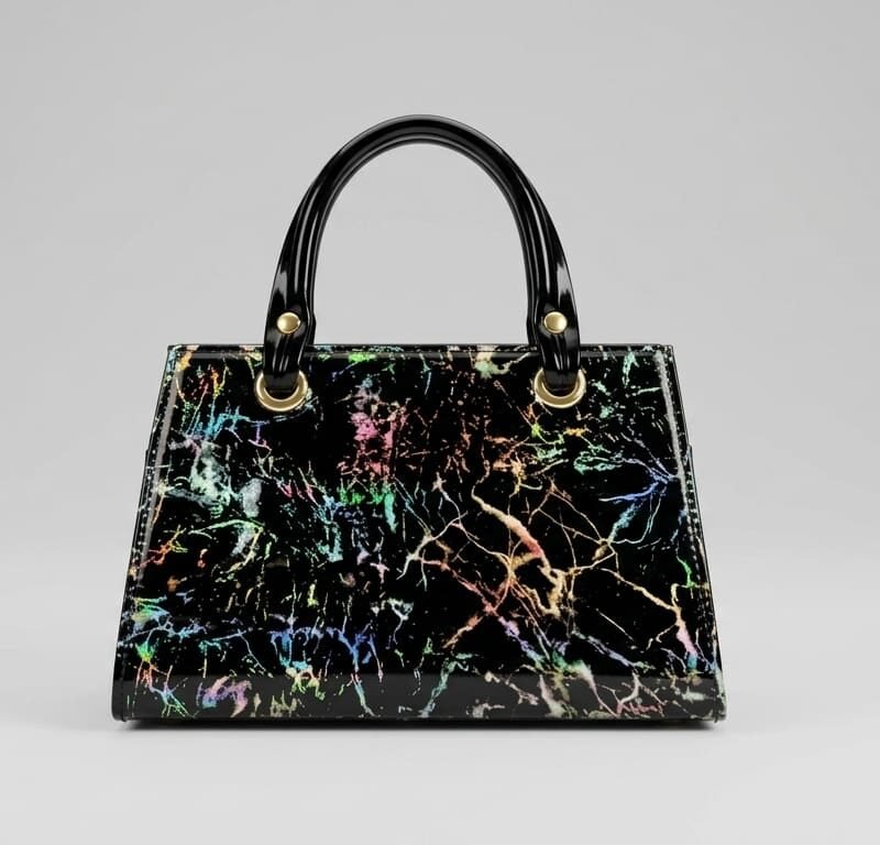Rainbow Marble Patent Satchel,
