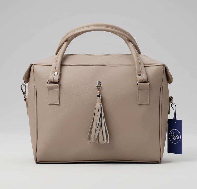 Taupe Minimalist Bowling Bag