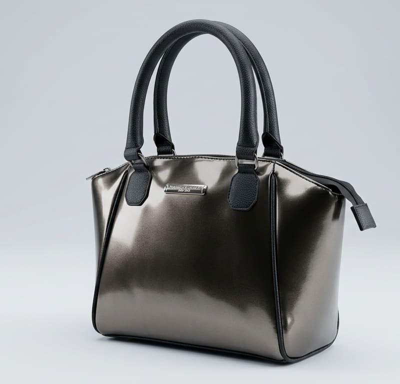 Pewter Gloss Modern Satchel
