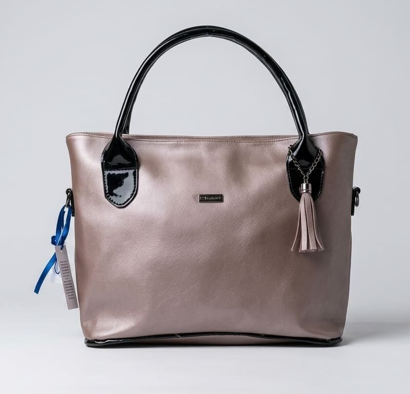 Rose Bronze Patent Handle Tote