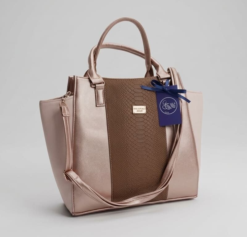 Champaña Reptil Striped Tote