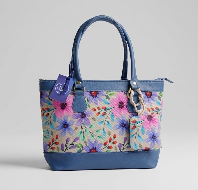 Indigo Floral Garden Tote