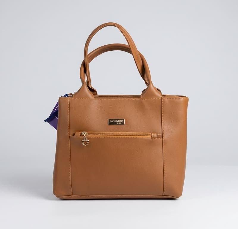 Cognac Heart Pocket Tote