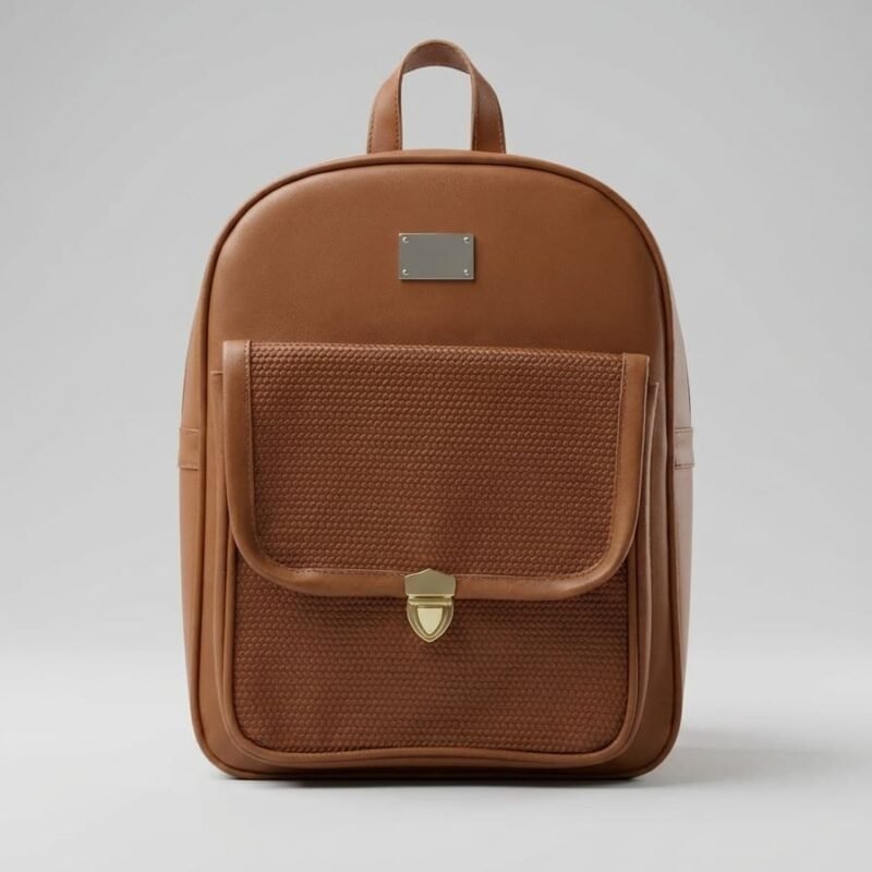 Cognac Weave Backpack