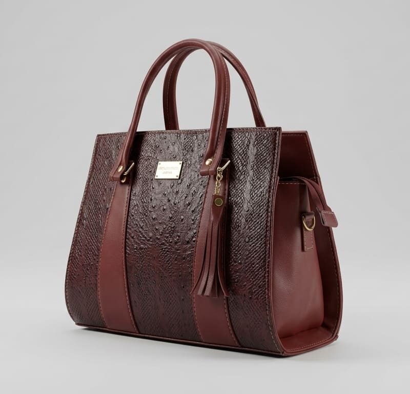 bolso Deep Wine Ostrich Tassel Satchel
