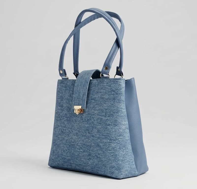 bolso Denim Texture Turn-Lock Tote