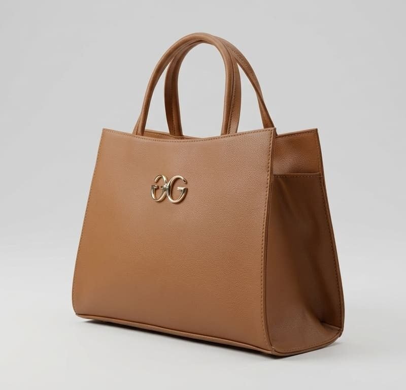 Cognac Monogram Structured Satchel