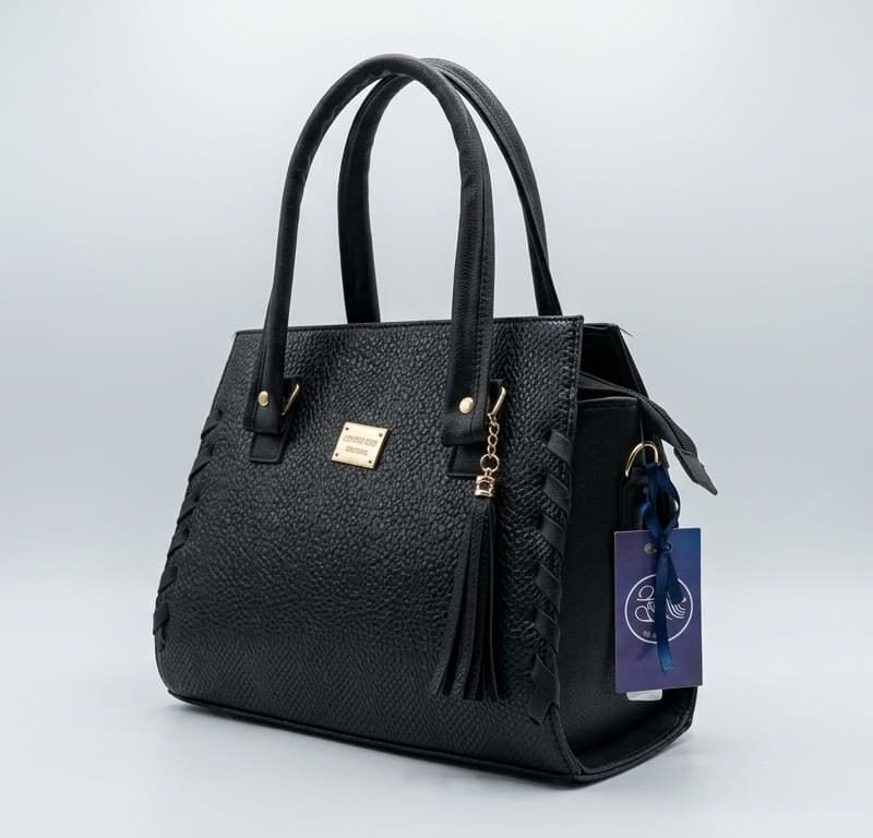 Onyx Black Whipstitch Satchel
